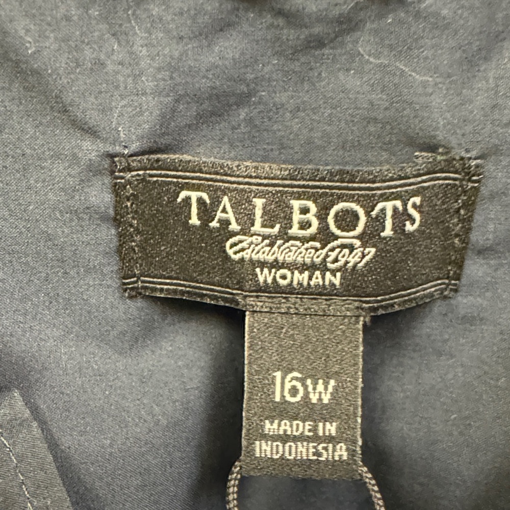 Talbots Navy Ruffled Button-Down Blouse - image 4